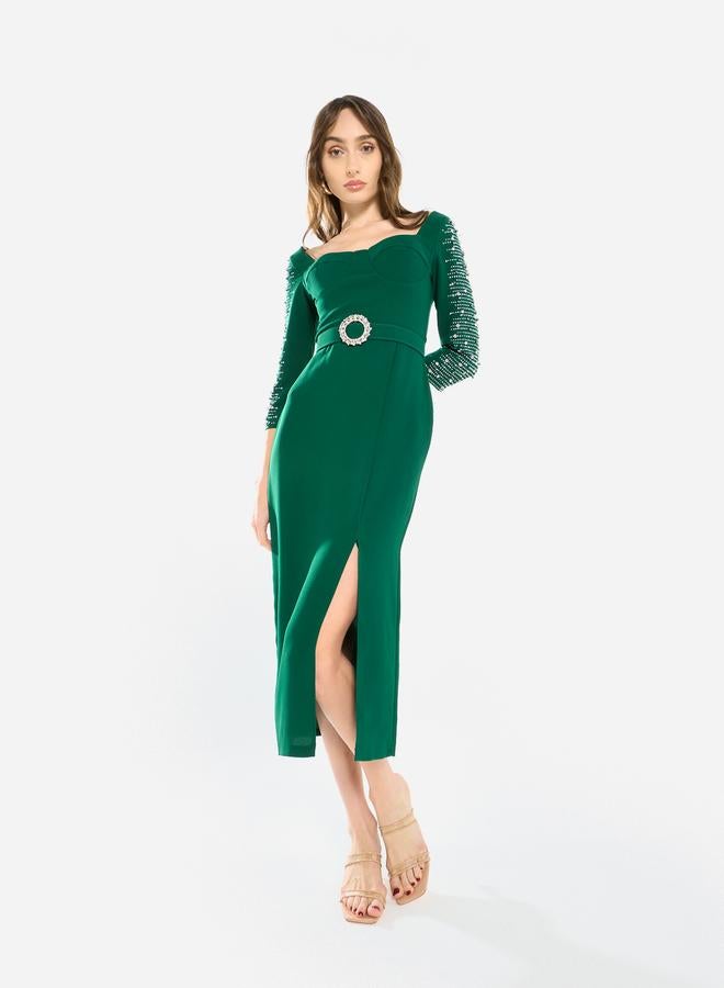 House of Moda Women Embellished Sleeve Midi Dress - Image 4